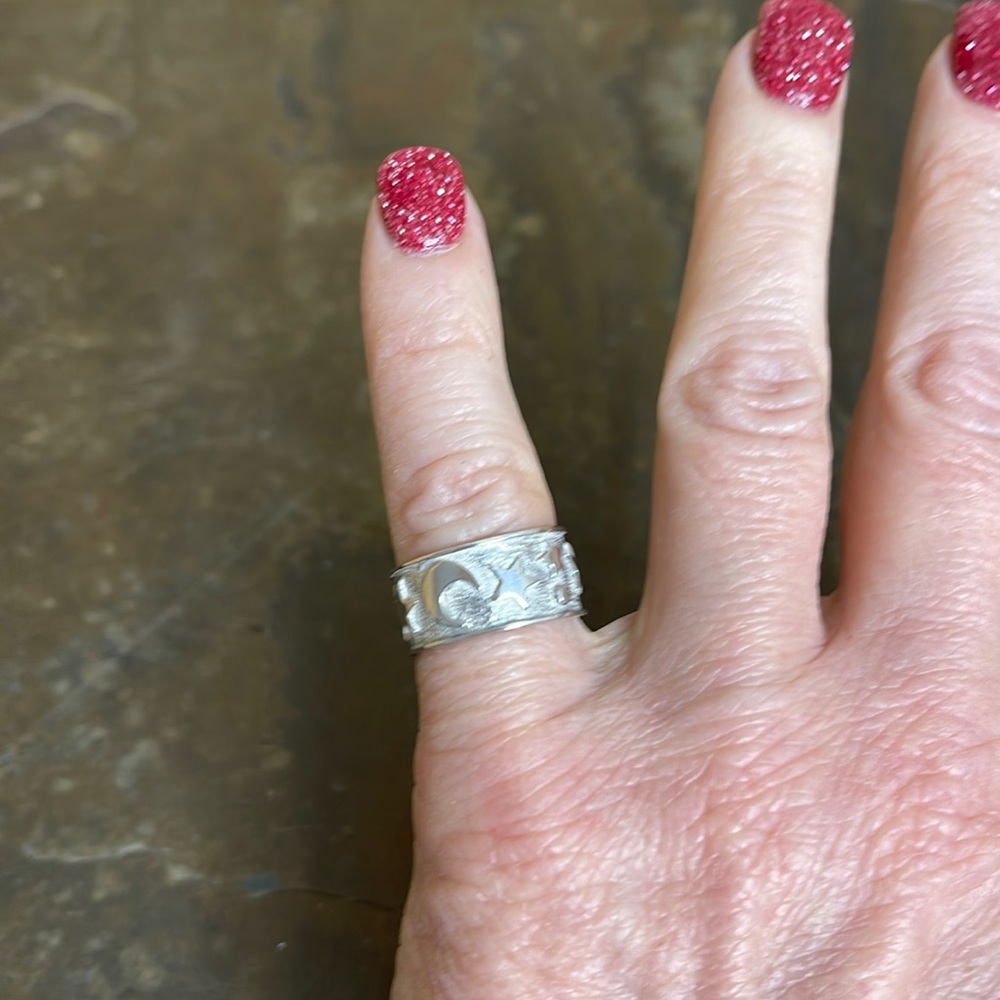 Super Cool Vintage 925 Sterling Silver Celestial Band Ring Sz 5.5 - Picture 10 of 10